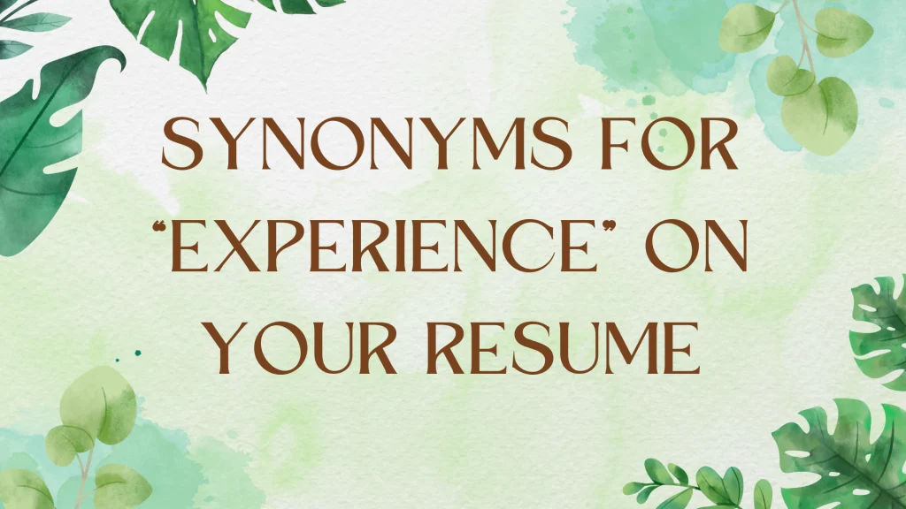 Synonyms for "Experience" on Your Resume: A Comprehensive Guide Synonyms for "Experience" on Your Resume: A Comprehensive Guide